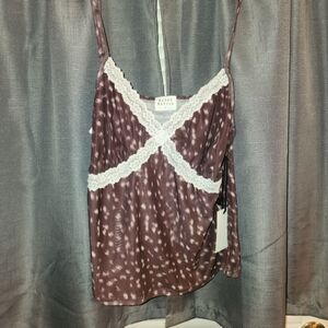 Stylish Brown Camisole with Lace Trim